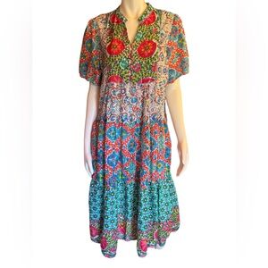 Lulalife midi size XL Floral Multicolor Dress cotton